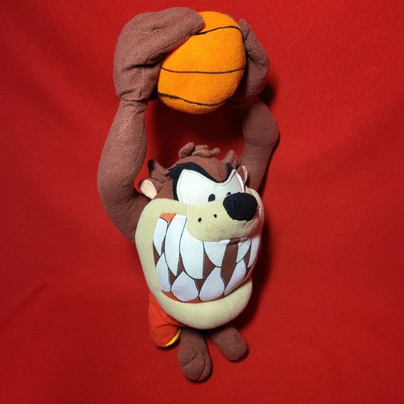 Nanco Looney Tunes Space Jams Taz Basketball Slam Dunking Plush 10" 2010 - Picture 3 of 12